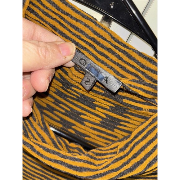 OSKA Tunic Dress Orange Black Striped Long Sleeve Pullover Stretch Lagenlook 2 M - Picture 3 of 10